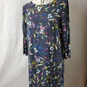 J. Jill Charcoal Floral Print Dress - Medium